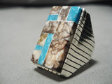 Astonishing Vintage Native American Navajo Sterling Silver Wildhorse Turquoise Ring-Nativo Arts