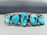Excellent Vintage Native American Navajo 5 Morenci Turquoise Sterling Silver Bracelet-Nativo Arts
