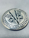 One Of The Eldest Native American Navajo Artist Vintage Sterling Silver Geometirc Buckle-Nativo Arts