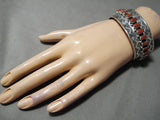 Impressive Native American Navajo Corals Sterling Silver Large Bracelet-Nativo Arts