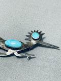 Wonderful Vintage Native American Navajo Sleeping Beauty Turquoise Sterling Silver Pin-Nativo Arts