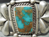 Green Bisbee Very Rare Vintage Native American Navajo Sterling Silver Repoussed Bracelet-Nativo Arts