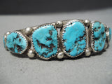 Graduating Ellie Yazzie Vintage Native American Navajo Turquoise Sterling Silver Bracelet-Nativo Arts