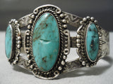 Early 1900's Vintage Native American Navajo Cerrillos Turquoise Sterling Silver Bracelet Old-Nativo Arts