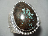 One Of The Biggest Teardrop Green Turquoise Native American Navajo Sterling Silver Bracelet-Nativo Arts