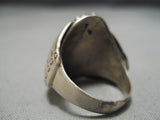 Huge Vintage Native American Navajo Old Kingman Turquoise Sterling Silver Ring Old-Nativo Arts