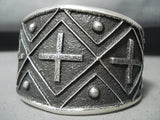 Incredible Native American Navajo Signed Sterling Silver Crosses Bracelet-Nativo Arts