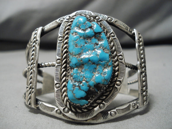 Incredible!! Vintage Native American Navajo Bisbee Turquoise Sterling Silver Bracelet Cuff-Nativo Arts