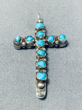 Unique Vintage Native American Zuni Blue Gem Turquoise Coral Sterling Silver Cross Pendant-Nativo Arts