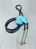One Of Most Intricate Vintage Native American Navajo Sterling Silver Horse Turquoise Bolo Tie-Nativo Arts
