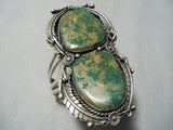 One Of The Best Vintage Native American Navajo Green Turquoise 1977 Sterling Silver Bracelet-Nativo Arts