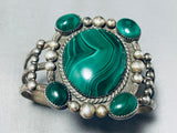 The Most Unique Vintage Native American Navajo Malachite Sterling Silver Bracelet Old-Nativo Arts