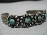 Early 1900's Vintage Native American Navajo Cerrillos Turquoise Sterling Silver Bracelet Old-Nativo Arts
