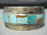 Heavy Inlaid Vintage Native American Navajo Royston Turquoise Sterling Silver Bracelet-Nativo Arts