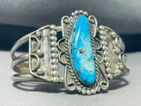 Ornate Vintage Native American Navajo Kingman Turquoise Sterling Silver Bracelet-Nativo Arts