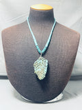 Phenomenal Native American Zuni Colossal Turquoise Carved Leaf Heishi Necklace-Nativo Arts