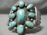 One Of Best Vintage Native American Navajo Green Turquoise Satellite Sterling Silver Bracelet-Nativo Arts