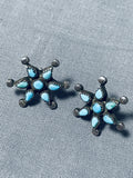 Marvelous Vintage Native American Zuni Blue Gem Turquoise Sterling Silver Star Earrings-Nativo Arts