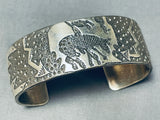 Completely Hand Carved Vintage Native American Navajo Sterling Silver Bracelet-Nativo Arts