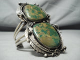 One Of The Best Vintage Native American Navajo Green Turquoise 1977 Sterling Silver Bracelet-Nativo Arts