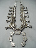 Women's Vintage Native American Navajo Morenci Turquoise Sterling Silver Squash Blossom Necklace-Nativo Arts