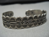 Rug Designs Vintage Navajo Coin Silver Native American Bracelet-Nativo Arts