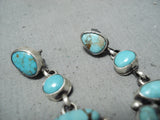 Ester Largo Native American Navajo Pilot Mountain Turquoise Sterling Silver Earrings-Nativo Arts