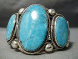 Best Vintage Native American Navajo Martinez Carico Lake Turquoise Sterling Silver Bracelet-Nativo Arts