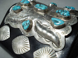 Tremendous Vintage Native American Navajo 9 Kingman Turquoise Sterling Silver Bowguard-Nativo Arts