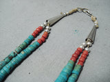 Native American Traditional Vintage Santo Domingo Royston Turquoise Sterling Silver Necklace Old-Nativo Arts