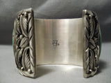 One Of The Biggest Heavist Native American Navajo Buffalo Turquoise Sterling Silver Bracelet-Nativo Arts