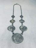 Rare Old Coin Vintage Native American Sterling Silver Necklace-Nativo Arts