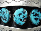Superior Vintage Native American Navajo Sleeping Beauty Turquoise Sterling Silver Bracelet Old-Nativo Arts