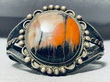 Natural Nature Scene Vintage Native American Navajo Petrified Wood Sterling Silver Bracelet-Nativo Arts