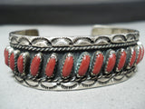 Amazing Vintage Native American Navajo Slanted Sterling Silver Bracelet Old-Nativo Arts