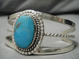 Exceptional Vintage Native American Navajo Blue Gem Turquoise Sterling Silver Native Bracelet-Nativo Arts