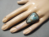 One Of The Best Vintage Native American Navajo Carlin Turquoise Sterling Silver Ring Old-Nativo Arts