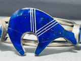 Jonny Peters Vintage Native American Navajo Lapis Brownbear Sterling Silver Bracelet-Nativo Arts