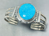 Native American Willy Padilla Bright Blue Turquoise Sterling Silver Bracelet-Nativo Arts