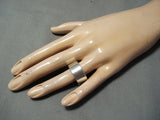 Heavy Internet Deep Stamp Vintage Native American Navajo Sterling Silver Ring-Nativo Arts
