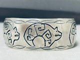 Splendid Native American Navajo Sterling Silver Bear Bracelet-Nativo Arts