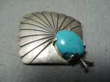 Important Ivan Kee Vintage Native American Navajo Turquoise Sterling Silver Pendant-Nativo Arts