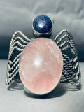 Colossal Bug Vintage Native American Navajo Sterling Silver Lapis Bracelet Cuff-Nativo Arts