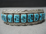 Impressive Vintage Native American Navajo Sleeping Beauty Turquoise Sterling Silver Bracelet Old-Nativo Arts