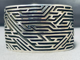 One Of The Most Complex Native American Navajo Geomtric Hand Carved Sterling Silver Bracelet-Nativo Arts