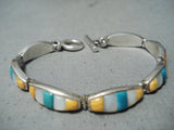 Vibrant Vintage Navajo Turquoise Sterling Silver Bracelet Native American Old-Nativo Arts