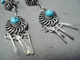 Swirling Wheel Native American Zuni Sleeping Beauty Turquoise Sterling Silver Earrings Native-Nativo Arts