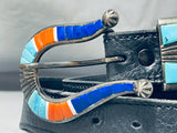 One Of The Best Vintage Native American Turquoise Sterling Silver Inlay Belt-Nativo Arts