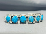 Raymond Nez Vintage Native American Navajo Domed Turquoise Sterling Silver Bracelet-Nativo Arts