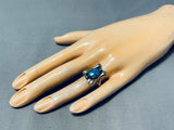 Eye Catching Vintage Native American Navajo Azurite Sterling Silver Ring-Nativo Arts